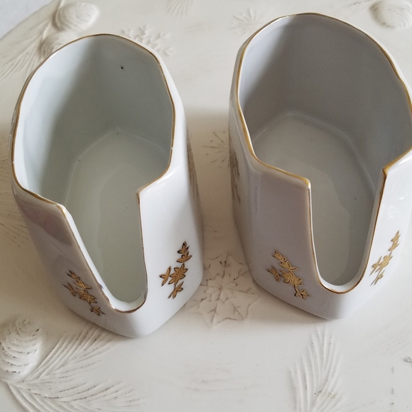 Set of 2 Vintage Japan Andrea By Sadek Gold Floral Design Spoon Utensil Holder - Picture 8 of 12